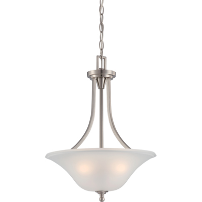 Nuvo Lighting 60/4147  Surrey - 3 Light Pendant Fixture with Frosted Glass in Brushed Nickel Finish